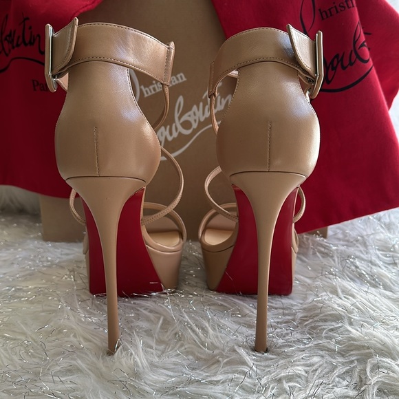 Authentic Christian louboutin Choca 150 ankle cuff nude kidskin leather NIB 39.5 - Picture 4 of 15